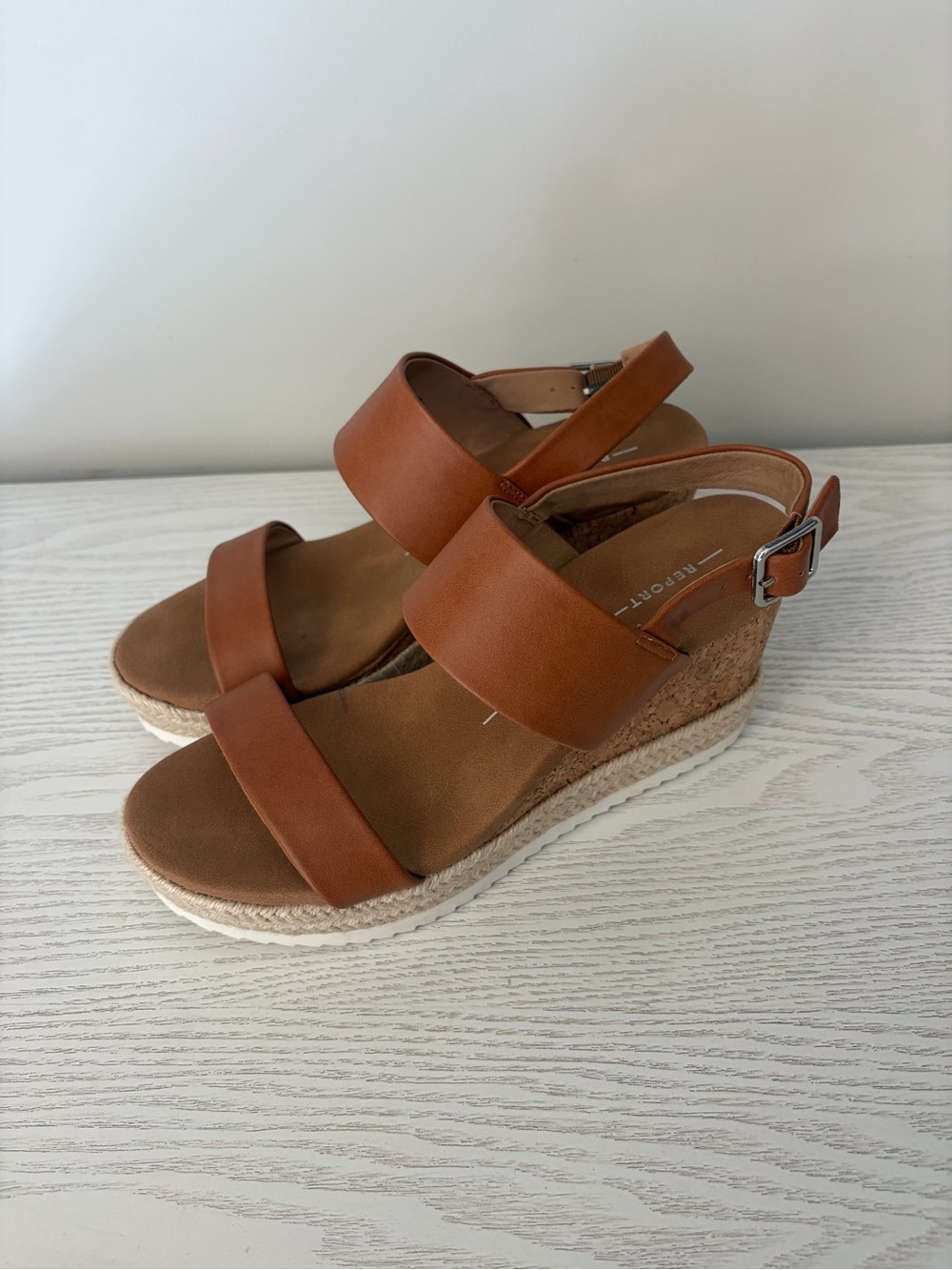 Report Brown Tan Wedge Sandals — Cork Platform Espadrilles - Picture 3 of 9
